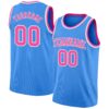 Custom Powder Blue Pink-White Authentic Basketball Jersey