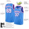 Custom Powder Blue White-Pink Authentic Basketball Jersey
