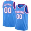 Custom Powder Blue White-Pink Authentic Basketball Jersey