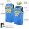 Custom Powder Blue Gold-White Authentic Basketball Jersey
