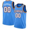 Custom Powder Blue White Navy Orange-Gold Authentic Basketball Jersey