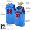 Custom Powder Blue Red-Navy Authentic Basketball Jersey