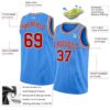 Custom Powder Blue Red-Cream Authentic Basketball Jersey