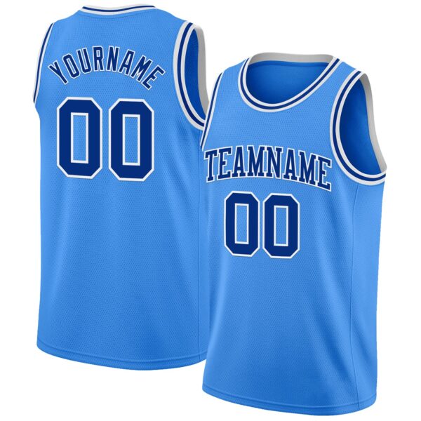 Custom Powder Blue Royal-White Authentic Basketball Jersey