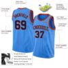 Custom Powder Blue Navy-Orange Authentic Basketball Jersey