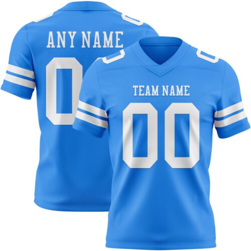 PowderBlue0337 Custom Powder Blue White Authentic Football Jersey