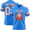 PowderBlue0344-1 Custom Powder Blue White-Orange Authentic Football Jersey