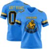 Custom Powder Blue Black-Gold Authentic Football Jersey
