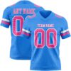 Custom Powder Blue Pink-White Authentic Football Jersey