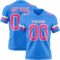 PowderBlue0357 Custom Powder Blue Pink-White Authentic Football Jersey