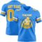 PowderBlue0359-1 Custom Powder Blue Gold-White Authentic Football Jersey