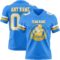 PowderBlue0360-1 Custom Powder Blue White-Gold Authentic Football Jersey
