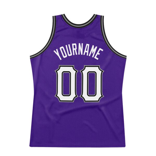 Custom Purple White-Black Authentic Throwback Basketball Jersey