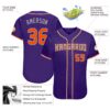 Custom Purple Orange-Gray Authentic Baseball Jersey