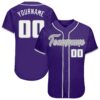 Custom Purple White-Gray Authentic Baseball Jersey
