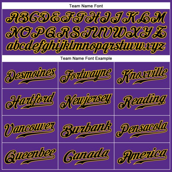 Custom Purple Black Pinstripe Black-Gold Authentic Baseball Jersey