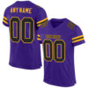 Custom Purple Black-Gold Mesh Authentic Football Jersey