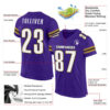 Custom Purple White-Old Gold Mesh Authentic Football Jersey