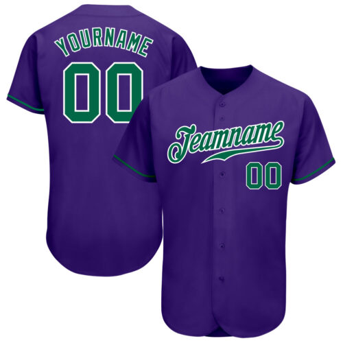 Purple0204 Custom Purple Kelly Green-White Authentic Baseball Jersey