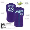 Custom Purple White-Teal Authentic Sleeveless Baseball Jersey