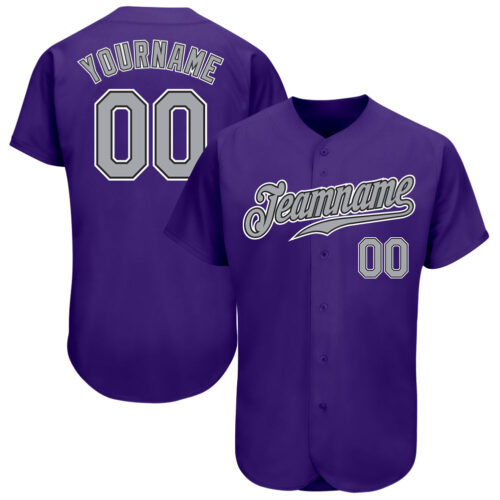 Purple0236 Custom Purple Gray-Black Authentic Baseball Jersey