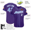 Custom Purple White Pinstripe Light Blue-White Authentic Baseball Jersey