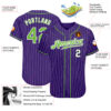 Custom Purple White Pinstripe Neon Green-White Authentic Baseball Jersey