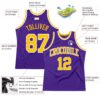 Custom Purple Gold-White Authentic Throwback Basketball Jersey