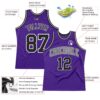 Custom Purple Black-White Authentic Throwback Basketball Jersey