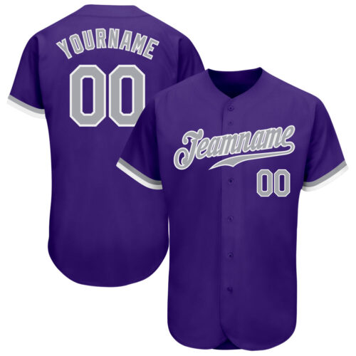 Purple0265 Custom Purple Gray-White Authentic Baseball Jersey