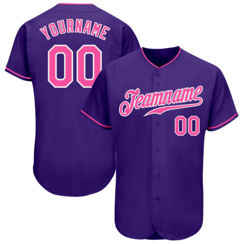 Purple0267 Custom Purple Pink-White Authentic Baseball Jersey