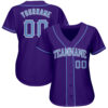 Custom Purple Light Blue-White Authentic Baseball Jersey