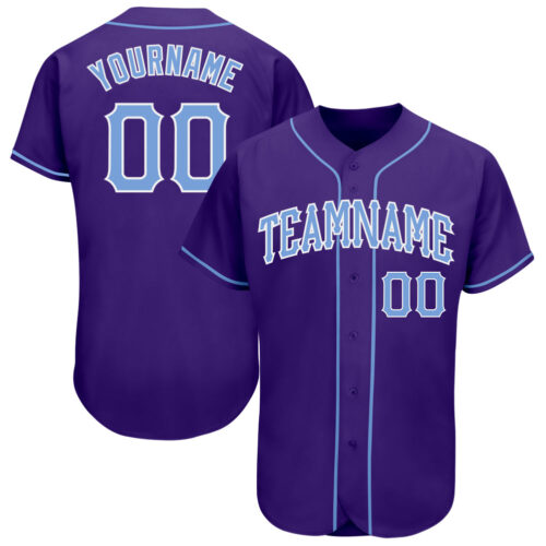 Purple0269 Custom Purple Light Blue-White Authentic Baseball Jersey