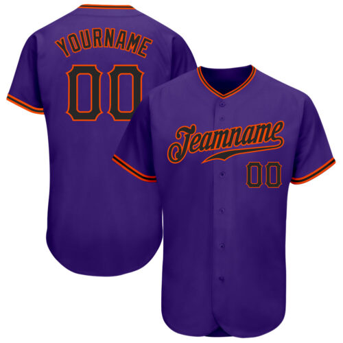 Purple0274 Custom Purple Black-Orange Authentic Baseball Jersey