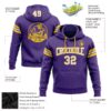 Custom Stitched Purple White-Gold Football Pullover Sweatshirt Hoodie