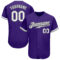 Custom Purple White Black-Gray Authentic Baseball Jersey