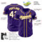 Custom Purple White-Gold Authentic Baseball Jersey