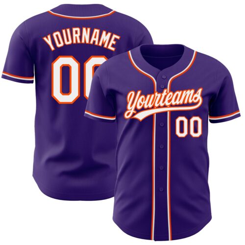 Purple0341 Custom Purple White-Orange Authentic Baseball Jersey