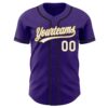 Custom Purple White Old Gold-Black Authentic Baseball Jersey