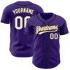 Custom Purple White Old Gold-Black Authentic Baseball Jersey
