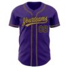 Custom Purple Black-Old Gold Authentic Baseball Jersey