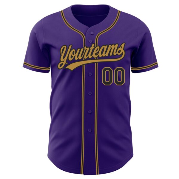 Custom Purple Black-Old Gold Authentic Baseball Jersey