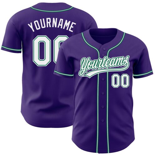 Purple0353 Custom Purple White-Kelly Green Authentic Baseball Jersey