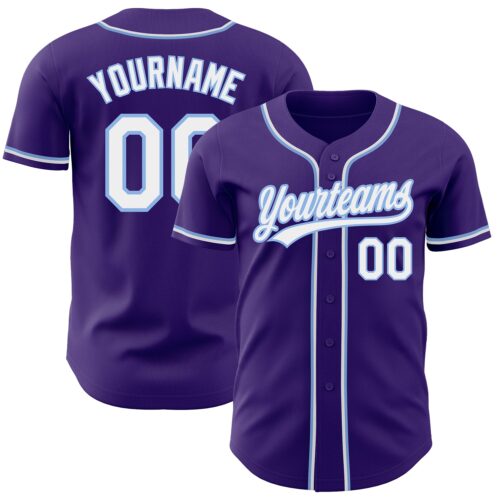 Purple0354 Custom Purple White-Light Blue Authentic Baseball Jersey