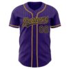 Custom Purple Black Pinstripe Black-Old Gold Authentic Baseball Jersey