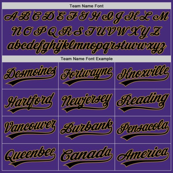 Custom Purple Black Pinstripe Black-Old Gold Authentic Baseball Jersey