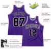 Custom Purple Black Pinstripe Black-White Authentic Basketball Jersey