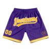 Custom Purple Gold-White Authentic Throwback Basketball Shorts