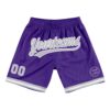 Custom Purple Gray-White Authentic Throwback Basketball Shorts