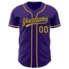 Custom Purple Black Pinstripe Old Gold Authentic Baseball Jersey